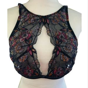 Savage x Fenty NWT Metallic Dragonfly Floral Open Front Bralette Size 38B